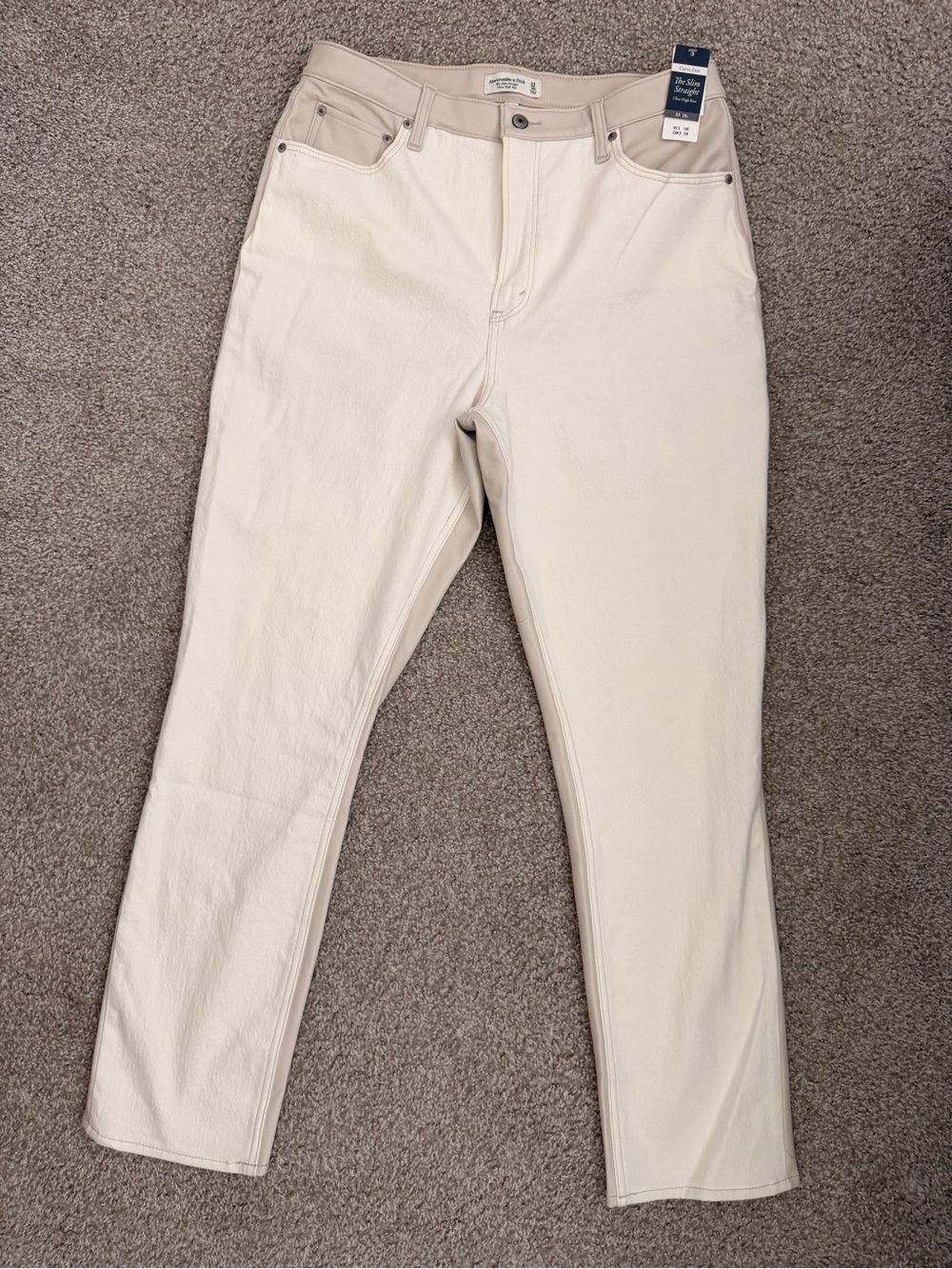 Women’s A&F Ivory Denim w/ Faux leather back